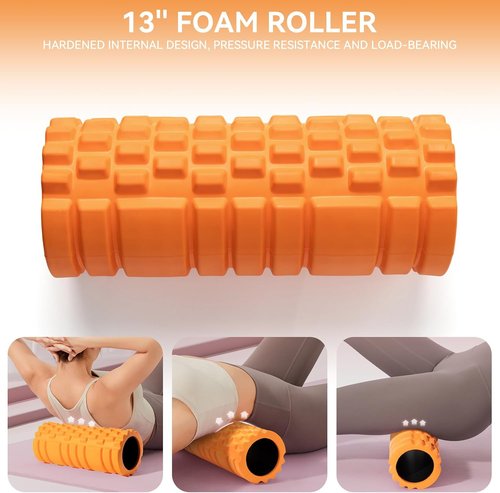 Krightlink 5-in-1 Foam Roller Set - Deep Tissue Muscle Massage & Trigger Point Relief | Orange & Black
