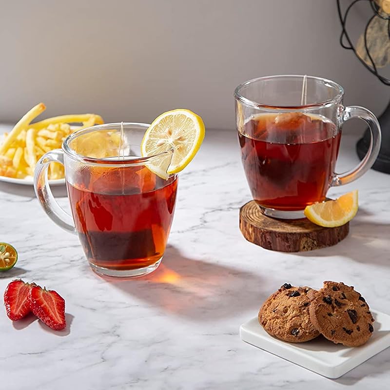 [6 Pack 12 Oz] Premium Glass Coffee Mugs with Handle – 6 Clear Tea Glasses for Hot or Cold Beverages, Ideal for Americano, Latte, or Macchiato – Variation: 6