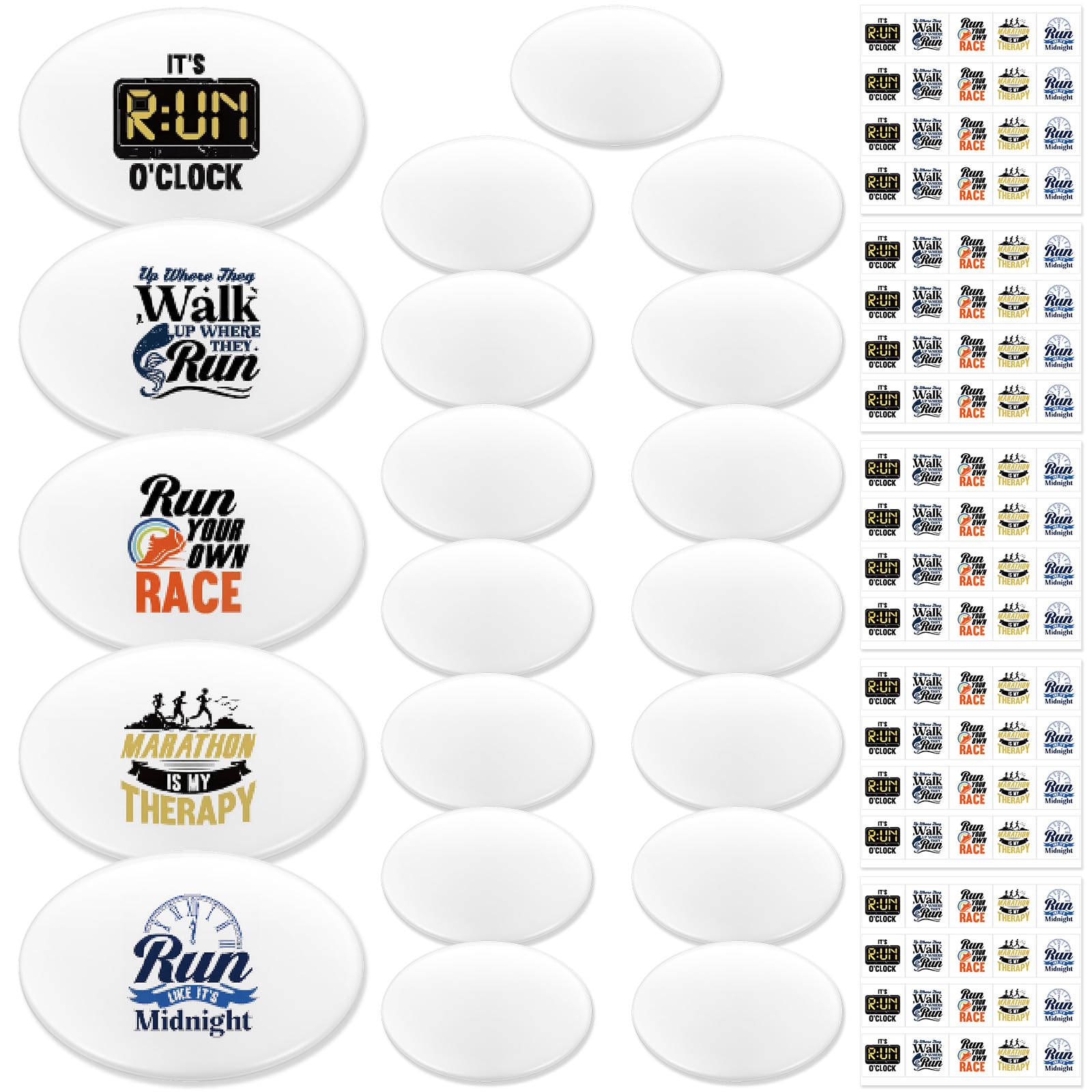 Gilprop 20 Pcs Running Bib Clips with 20 DIY Stickers Bib Snaps for Runners Number Buckle Fixing Safety Lock Race Clips Marathon Number Holder Triathlon Race Bib Holder for Field Event (Sporty)