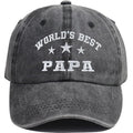 World’s Best Papa Hat for Men - Distressed Cotton Baseball Cap, Black, One Size - Papa Embroidered