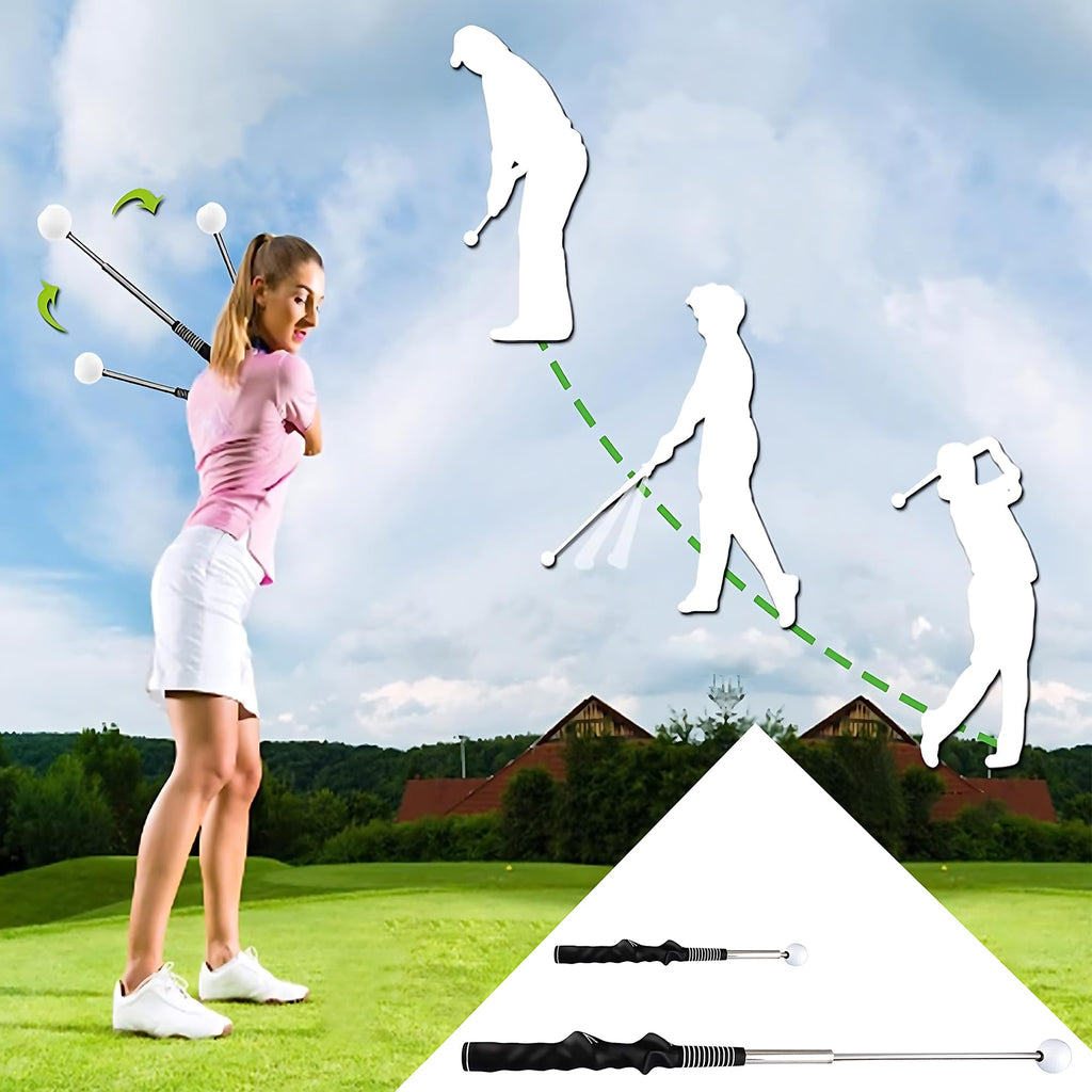 SDXSY Retractable Golf Swing Trainer with Click Feedback - Right-Handed Grip & Tempo Corrector for Indoor/Outdoor Practice, Warm-up and Chipping Training