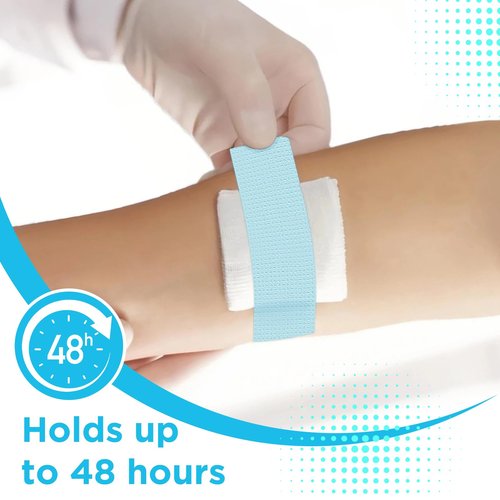 OK TAPE Silicone Medical Tape (2 Rolls) for Sensitive Skin,Waterproof Surgical Tape for Secures Dressings and Gauze,Pain-Free Removal Micropore Tape, First Aid Bandage Tape,1" x 5yd,Blue