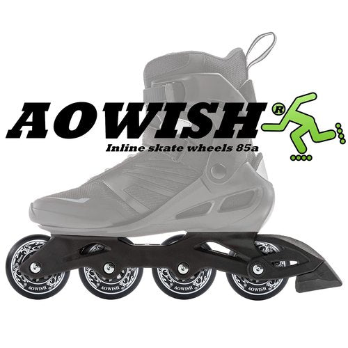 AOWISH Inline Skate Wheels 85A Outdoor Asphalt Formula Hockey Roller Blades Replacement Wheel with Bearings ABEC-9 and Floating Spacers (8-pack) (Black, 80mm)