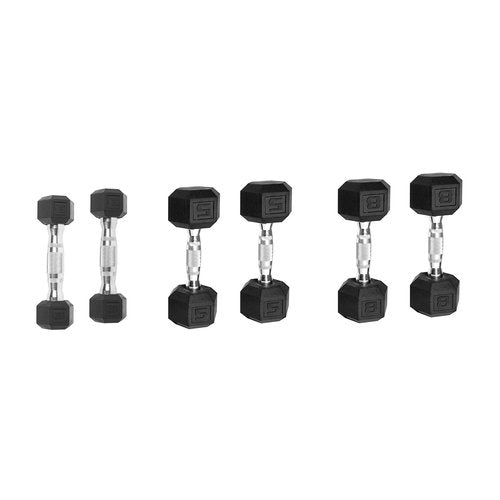 CAP Barbell 32-Pound Coated Hex Dumbbell Set with Dumbbell Stand, Black, 32 Pound Coated Set (SDRS-32RK03)
