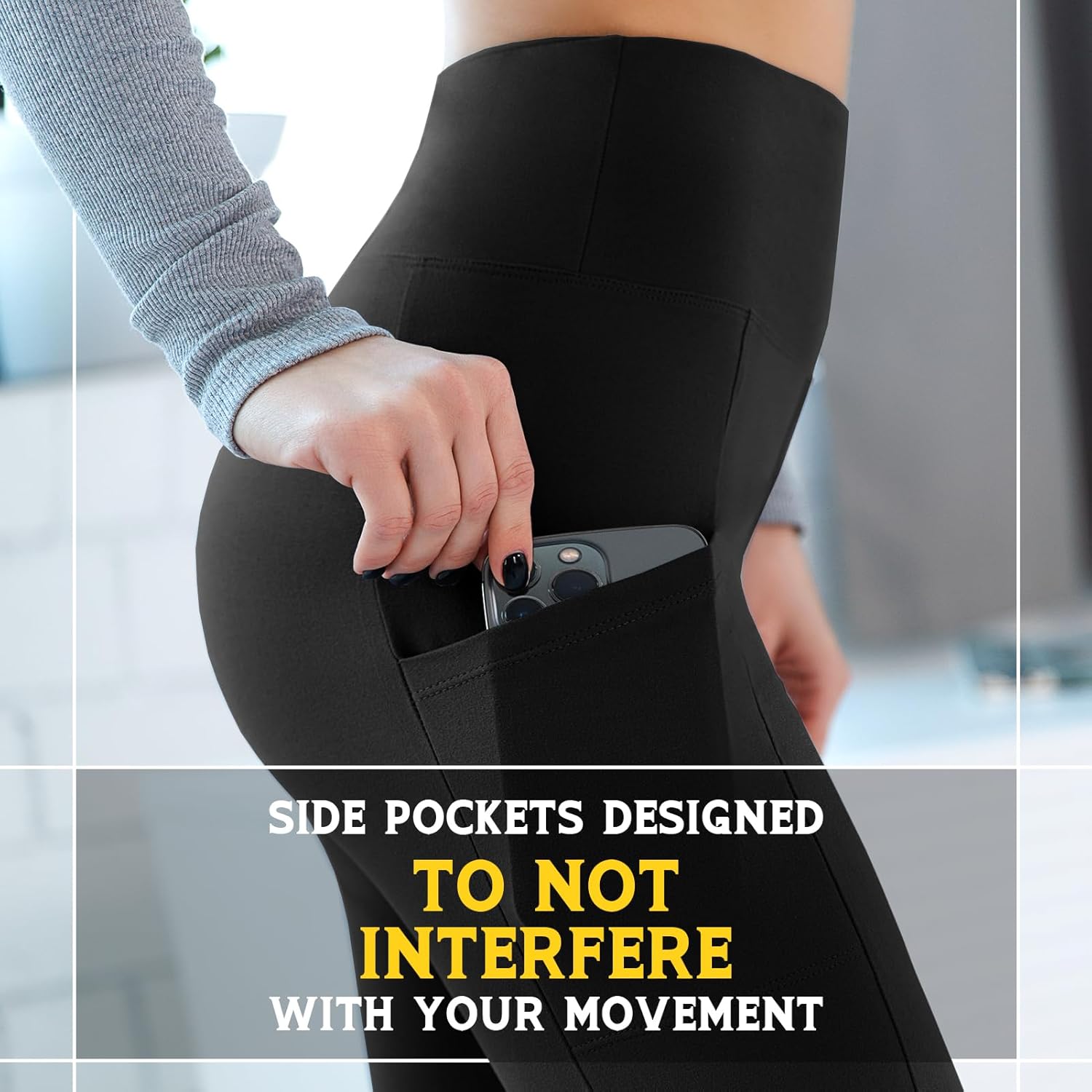 Skiennix High Waist Leggings for Women - 3 Pack with Convenient Pockets | Comfortable Fit
