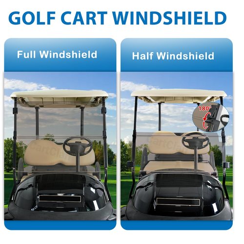 Club Car Precedent Windshield, Golf Cart Windshield with Windshield Clips Suitable for 2004-Up Club Car Precedent/Onward/Tempo Golf Cart, Club Car Tinted Windshield - Foldable/PC UV Resistant