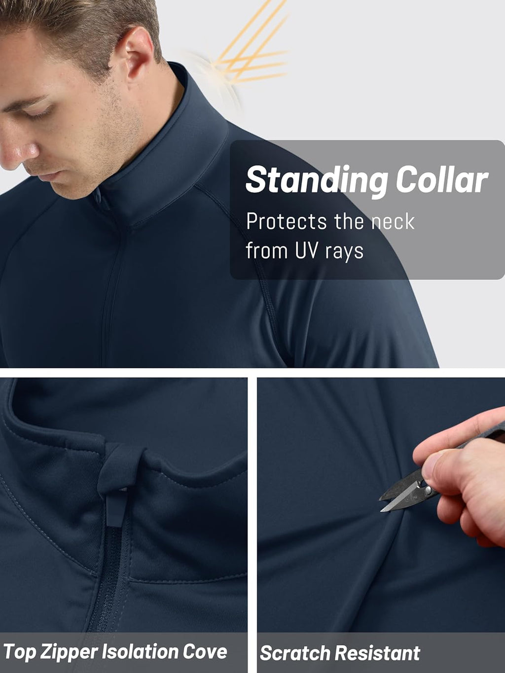 TACVASEN Men's Long Sleeve Athletic Shirt - UPF 50+ Sun Protection | 1/4 Zip Pullover for Outdoor Running