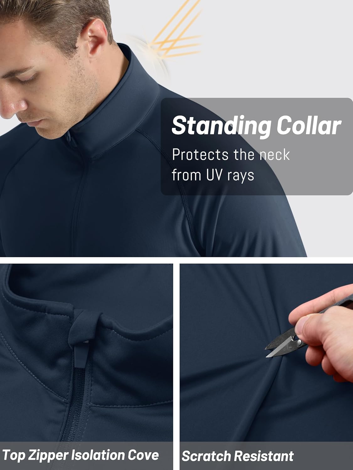 TACVASEN Men's Long Sleeve Athletic Shirt - UPF 50+ Sun Protection | 1/4 Zip Pullover for Outdoor Running