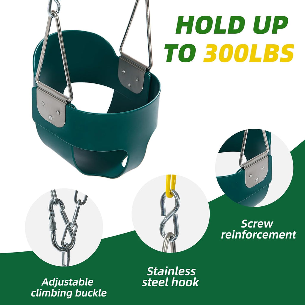 Skiennix High Back Toddler Swing Seat - Fully Assembled with Yellow Coated Chains | Safe & Durable