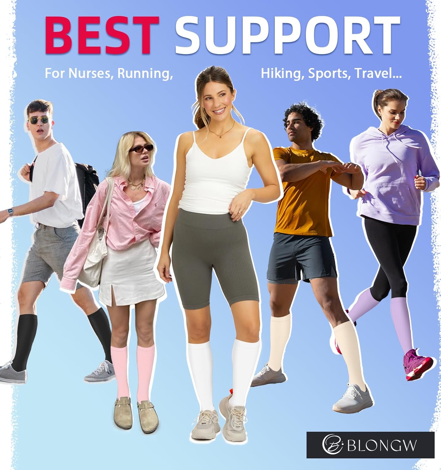 Skiennix Compression Socks - 15-20 mmHg Circulation Support for Men & Women | 4 Pairs for Nurses, Running, Hiking, Travel