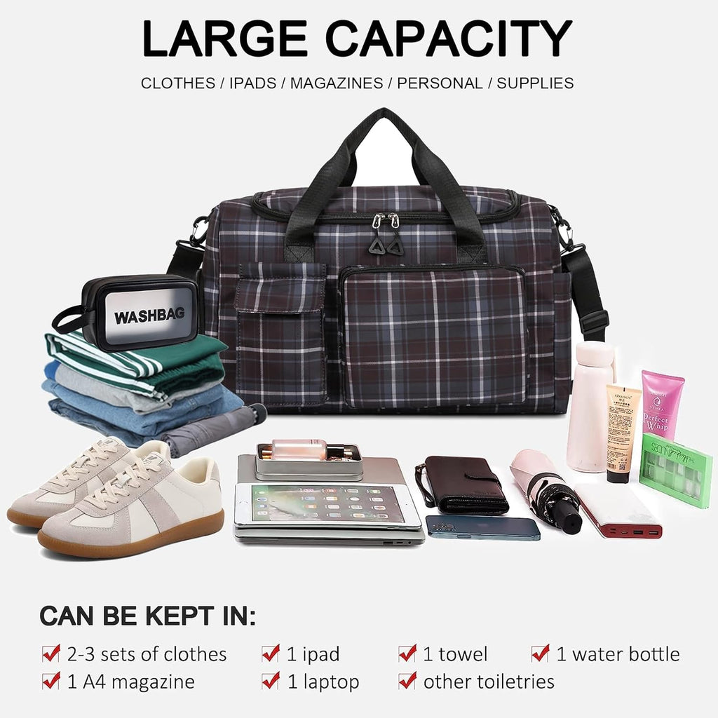 Skiennix Small Gym Bag for Women - Travel Duffle with Shoe Compartment | Perfect Weekender Bag