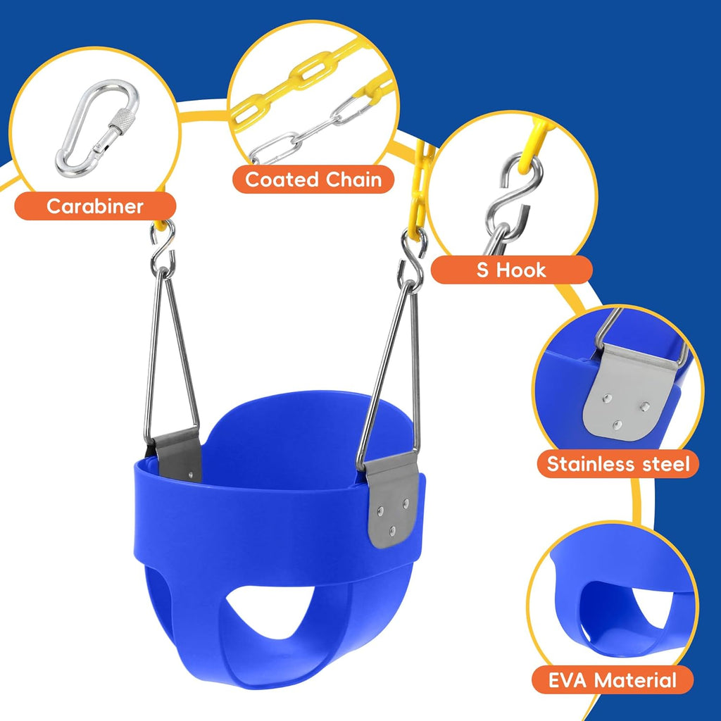 Take Me Away Toddler Swing - High Back Bucket Seat with Plastic-Coated Chains | Compatible with Swing Set Accessories