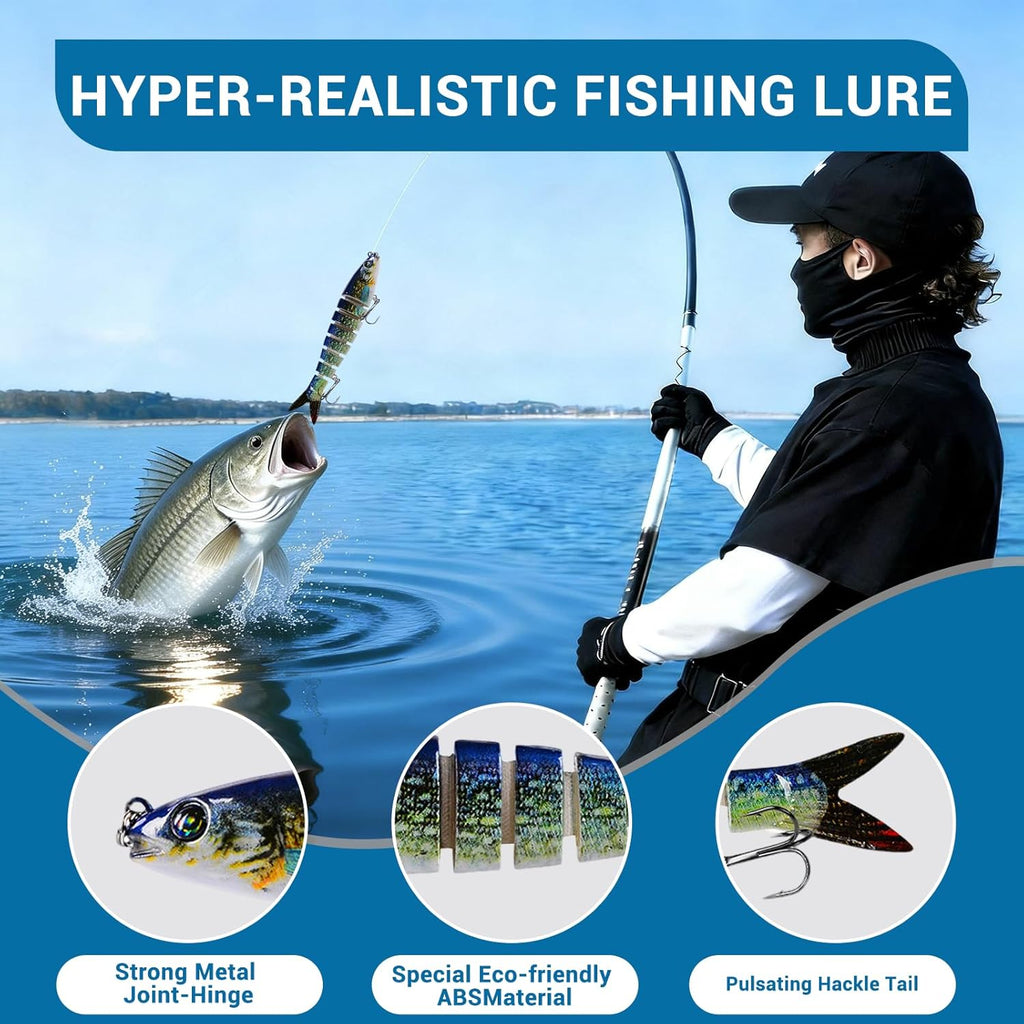 Skiennix Multi-Jointed Fishing Lures - Lifelike Swimbait for Freshwater & Saltwater | Ideal for Bass & Trout