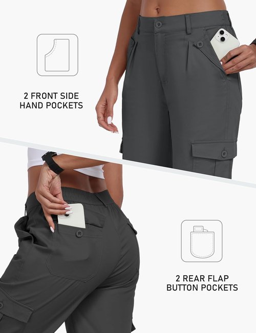 MoFiz Women's Cargo Capris - Lightweight Cotton Hiking Pants with 6 Pockets | Summer Travel Essentials