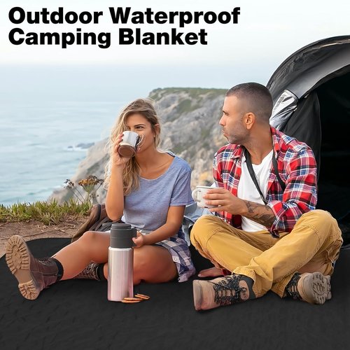 HonyQiShuo Outdoor Waterproof Camping Blanket, Foldable Fleece Stadium Blanket for Outdoor Sports Event, Camping, Picnics, Windproof, Wearable