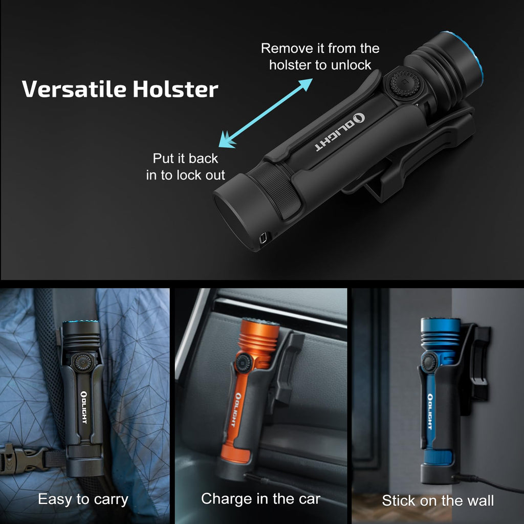 OLIGHT Seeker 4 Pro Rechargeable Flashlights, 4600 Lumens High Powerful Bright Light with USB C Holster, Waterproof IPX8 for Emergencies, Camping, Searching (Matte Black Cool White)