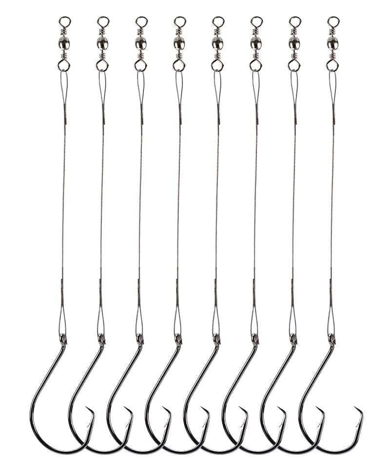Offset Circle Fishing Hooks Rig 50pcs Saltwater Leader Set 9/0 (Variation 9/0, 50 Pack)