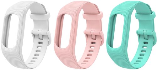 3-Pack Bands Compatible with Garmin Vivosmart 5 Straps, All-in-one Replacement Band Wristbands for Garmin vivosmart 5 Women Men (Teal+Pink+White)