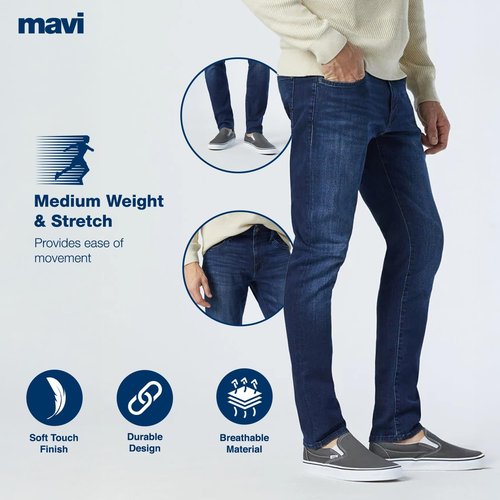 Mavi Jake Men's Jeans - Regular Rise Slim Fit Design | Comfortable Everyday Wear