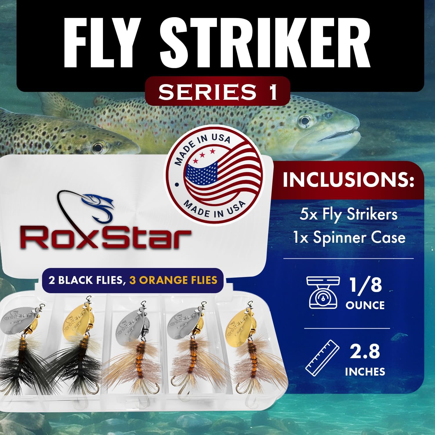 RoxStar Fly Strikers | Versatile Fishing Spinner Proven to Out-Fish Any Spinner | Hand-Tied in The USA for Trout, Bass, Steelhead