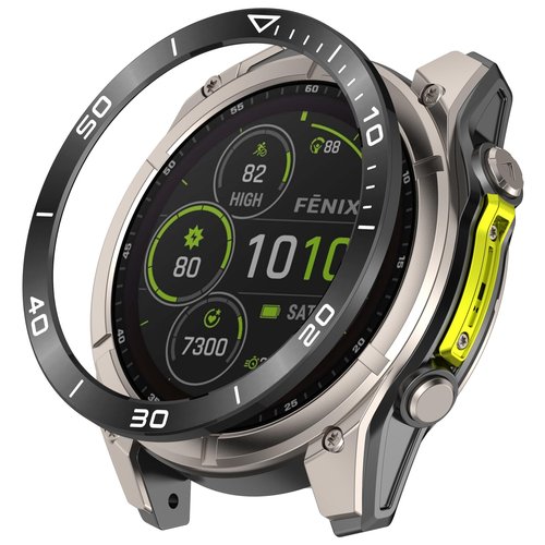Bezel Rings Compatible with Garmin Tactix 8 AMOLED 47MM 51MM Bezel Metal Round Cover Anti-Scratch Protector Frame Case Loop,Without Screen (Black&Silver, 51MM,)