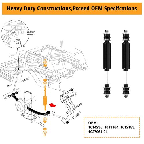 2 Rear Shock Absorbers for Club Car DS Gas Electric Golf Cart 1988-up DS, G&E 2004-Up Precedent 1013164 102588501