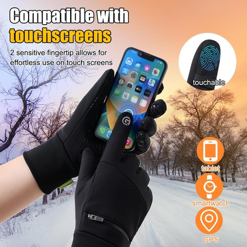 Yunkevivo Winter Gloves for Men Women Waterproof Glove,Touchscreen Gloves Thermal Snow Gloves for Running Cycling Driving (X-Large)
