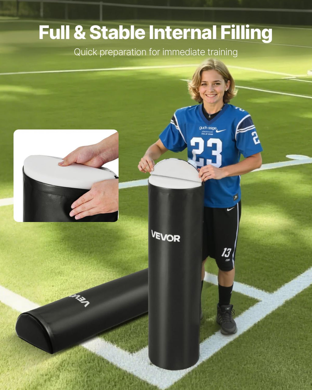 VEVOR Football Tackling Dummy, 42.5 in PVC Step Over Dummy, High-Density Sponge Blocking Pad Equipment, Heavy Duty Tackle Dummies with Handles, Great for Footwork Drills Sports Training Practice, 2PCS