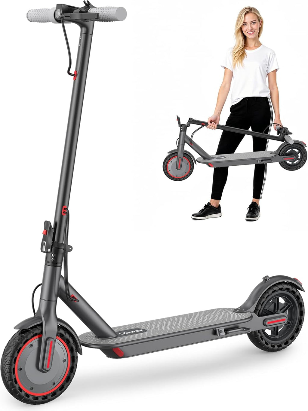 Qlaway Electric Scooter for Adults - 19 MPH Speed, 350W Motor, 15-22 Miles Range, 265 LBS Capacity