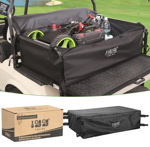 10L0L 4-Passenger Golf Cart Storage Bag, 800D PVC Dustproof Rear Bench Bag for Yamaha, EZGO, Club Car, No Drilling Required, Grocery Organizer with Secure Buckles