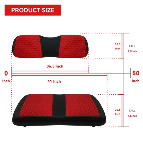 XUANYUDG0769 Golf Cart Front Seat Covers for EZGO TXT 1994-2013 OEM Seat Cushion, Adjustable Buckles/No Stapler Required, Black/Green/Red/Blue