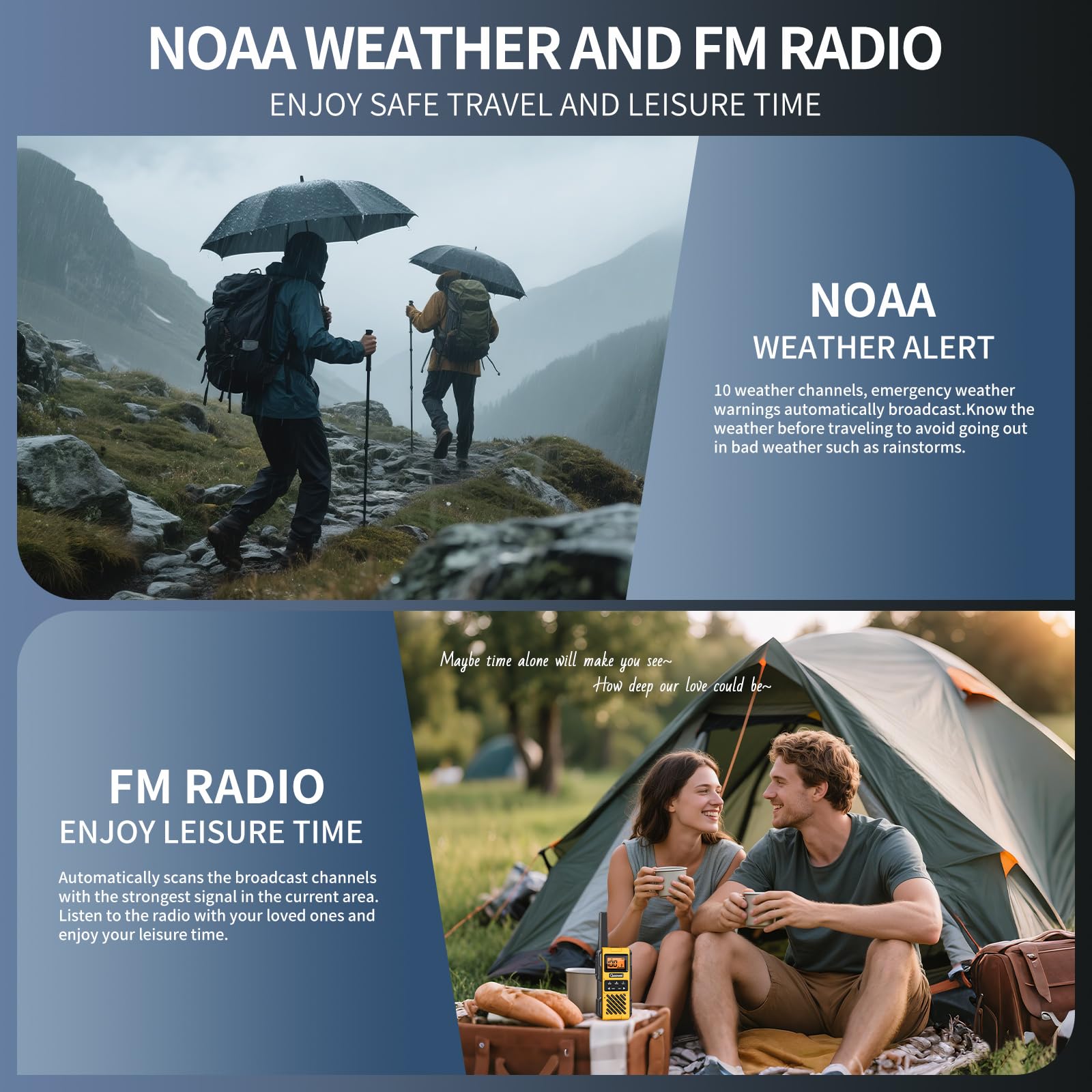 Gaswei G1pro+ IP67 Waterproof Walkie Talkies Long Range for Adults, Heavy Duty Two Way Radio with FM Radio,VOX,SOS & NOAA Weather Alerts,USB-C Rechargeable