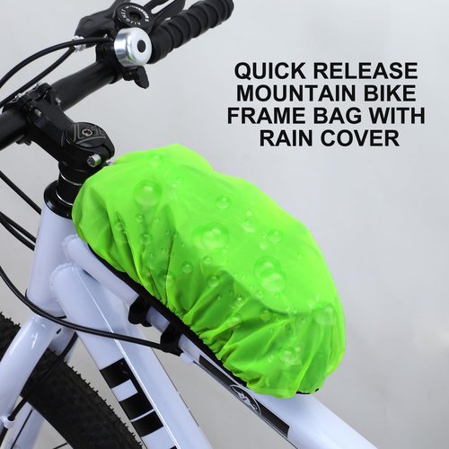 Leopauto Bike Front Frame Bag, Top Tube Bike Bag with Phone Holder Stabilizer Bike Phone Mount Holder with Rain Cover for Outdoor Cycling Travel Hiking