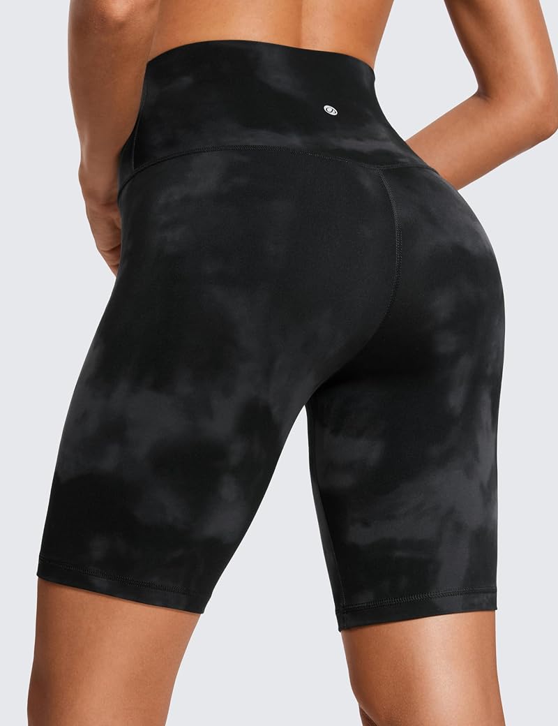 Butterluxe High Rise 8" Biker Shorts - Black Tie Dye (Medium) by CRZ YOGA