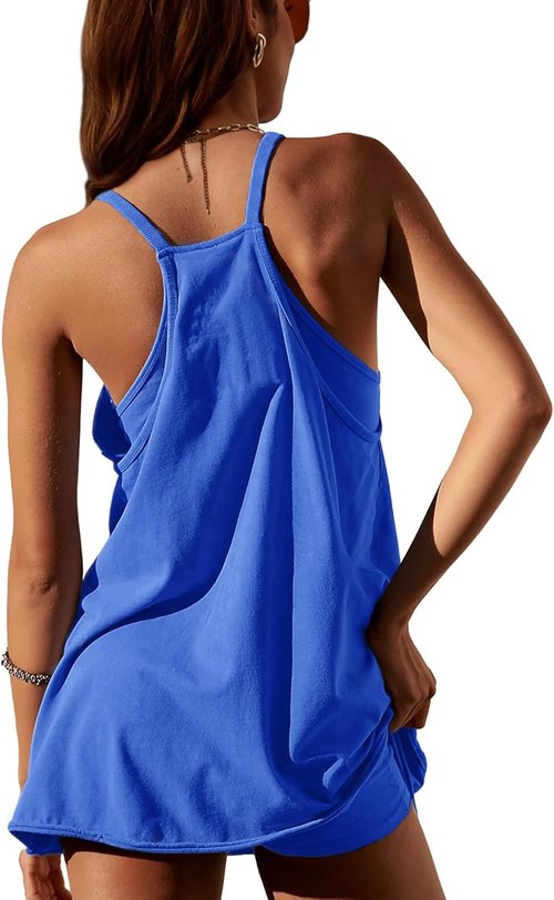 Lentta Women's Athletic Mini Dress - Sleeveless V-Neck Sundress with Built-In Shorts | Stylish & Comfortable