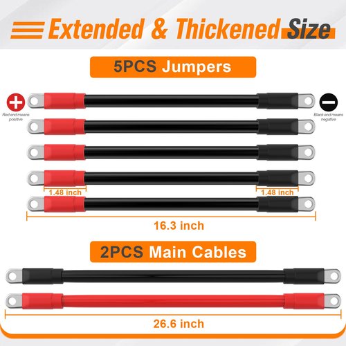 GODCTSUP Club Car Heavy Duty Battery Cable Kit, 7PCS Golf Cart Battery Cable Wiring Kit for Club Car DS 1994-Up 36&48 Volt 4 Gauge Carts, Golf Cart Pure Copper Wiring Kit with Thickened Wire Lug
