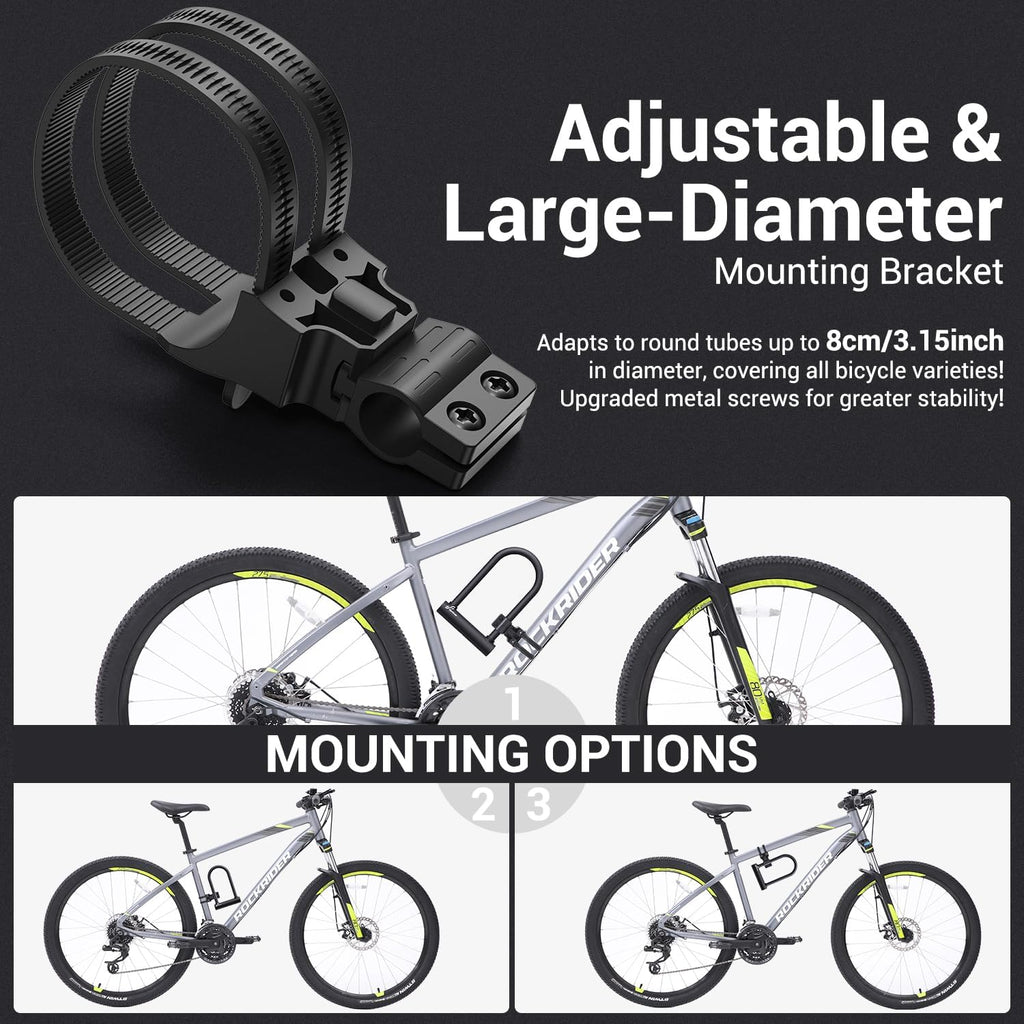 Sportneer Bike U Lock - Heavy Duty 18mm Shackle with 6ft Security Cable | Sturdy Mounting Bracket for All Bikes, 9.85''x6.3''