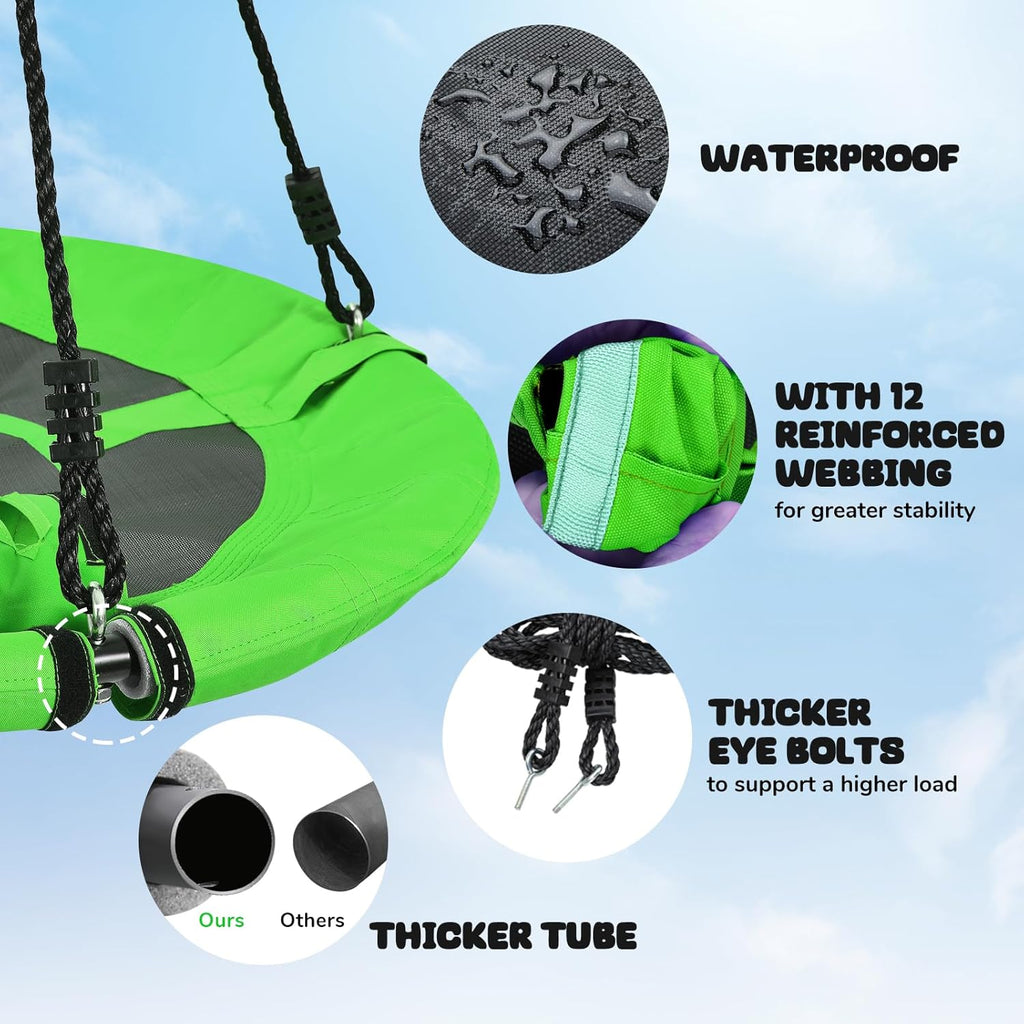 Trekassy 40-Inch 700lb Saucer Tree Swing - Waterproof 900D Oxford Fabric, Steel Frame & Adjustable Ropes