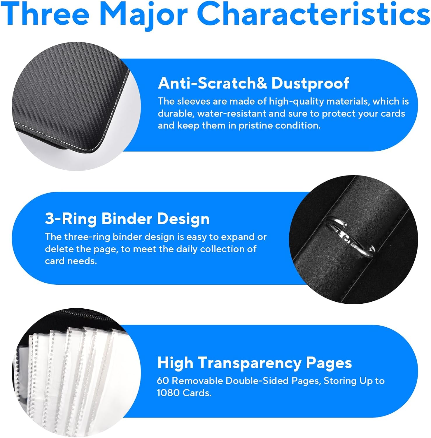 Portable 9-Pocket Trading Card Binder by [Brand Name] - Holds 720 Cards with 40 Removable Sleeves | Ideal for Sports & Game Cards