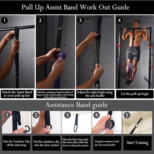 Ally Peaks Pull Up Assistance Bands - Heavy Duty Resistance Bands for Up to 410lbs | Adjustable Size & Fabric Feet/Knee Rest