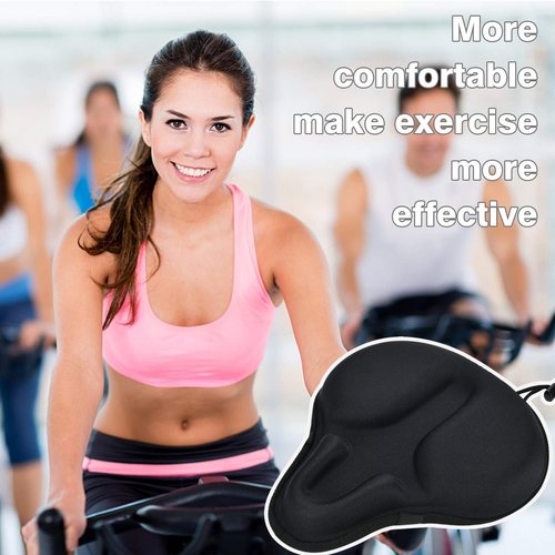 DAWAY Bike Seat Cover - Comfortable Silicone Gel & Memory Foam Cushion for Men & Women | Fits Peloton & Mountain Bikes - XL/Large/Small