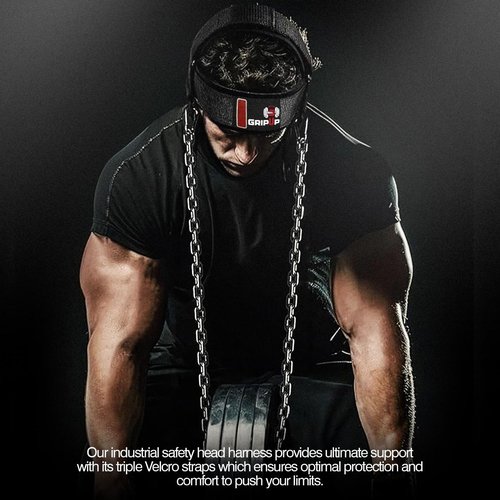 GripUp Neck Harness for Strength Training – Heavy Duty Adjustable Head Strap with Chain & D-Ring – Neck Exerciser for Athletes, Wrestlers, MMA, Boxing & Fitness
