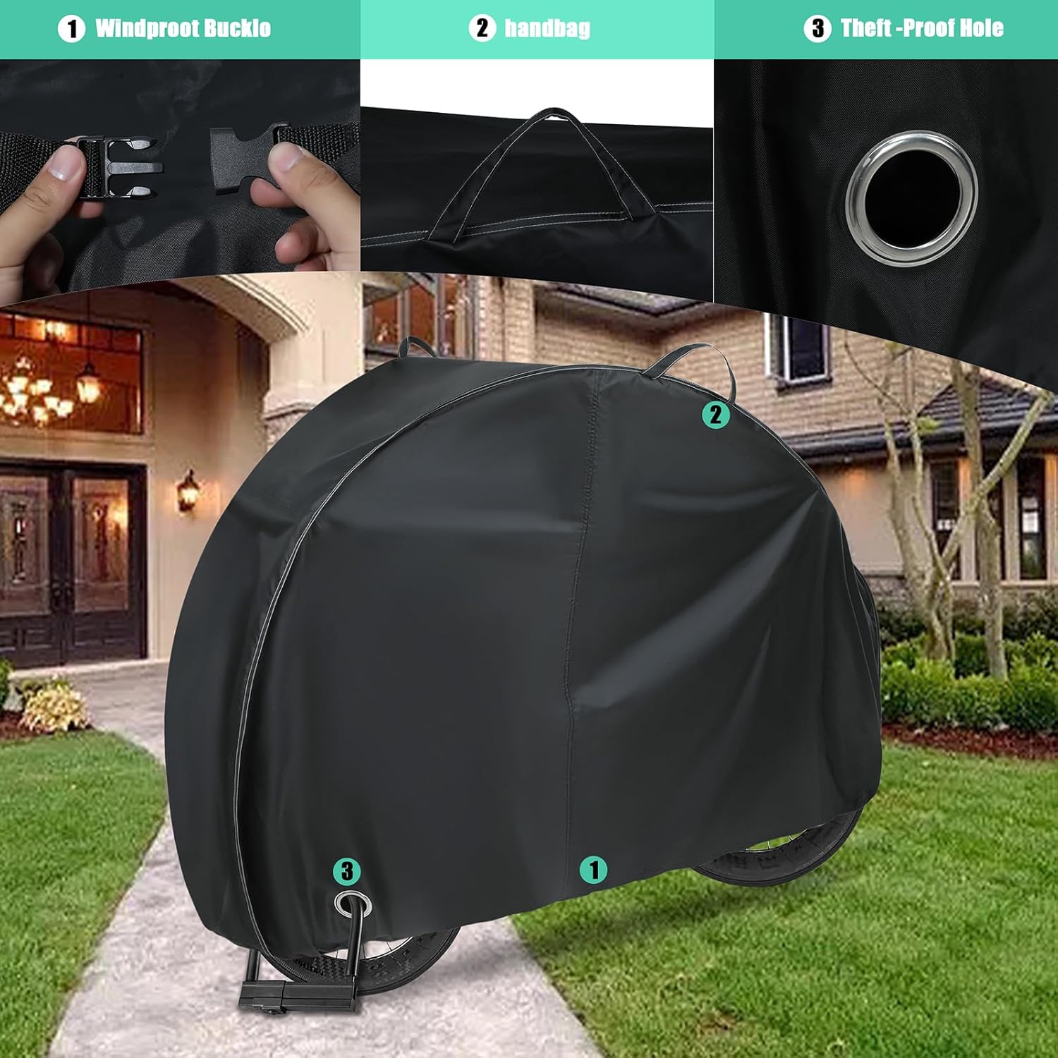 REDRICH Heavy Duty Bike Cover - Waterproof 3-Bike Storage Solution with Lock Holes | UV & Wind Resistant 420D Oxford Material
