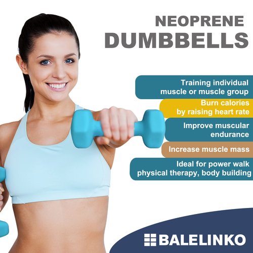 Balelinko Home Gym Equipment Workouts Strength Training Weight Loss Pilates Weights Yoga Sets Free Weights for Women, Men, Seniors and Youth, 6LB Gray, Pair