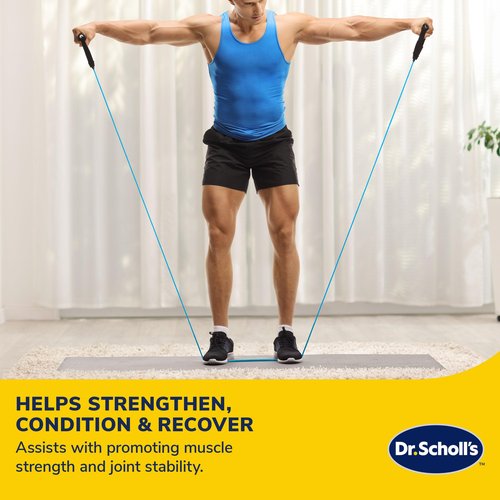 Dr. Scholl's Resistance Band W/Door Anchor (Light Resistance 10lb) - Balance, Stability, Joint Rehabilitation, Muscle Pain, Injuries, Arthritis (10lb)