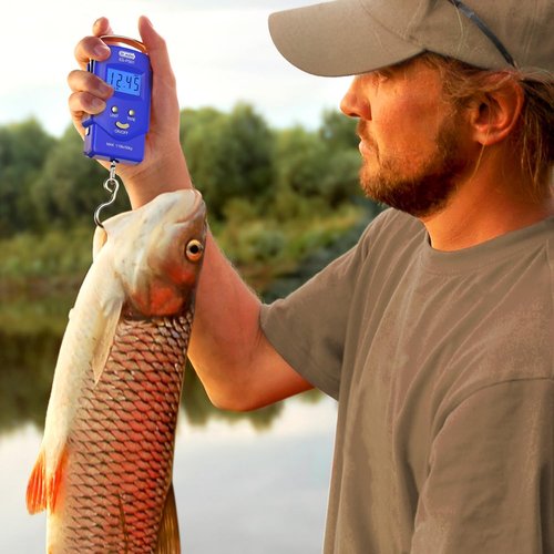 Dr.meter Fishing Scale - 110lb Digital Luggage Scale with Backlit LCD & Measuring Tape | Compact Size, Batteries Included