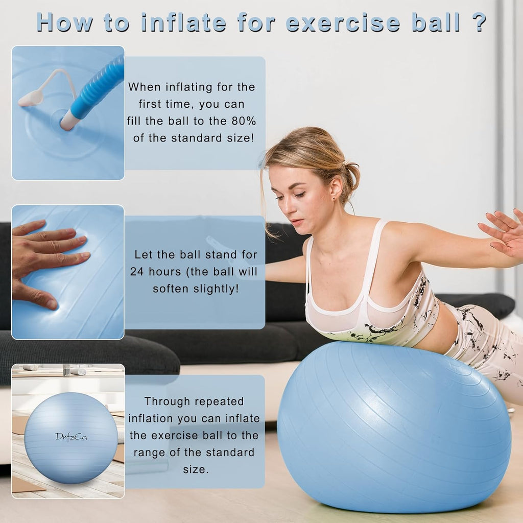 Skiennix Exercise Ball - Pilates Stability Ball for Pregnancy | Swiss Balance Ball with Pump, Multiple Sizes for Home Gym & Office Fitness