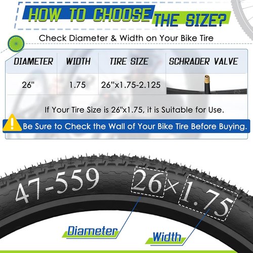Hydencamm Bicycle Tube Set - 26" & 22" Butyl Rubber Inner Tubes with 32mm Schrader Valve & Tire Levers