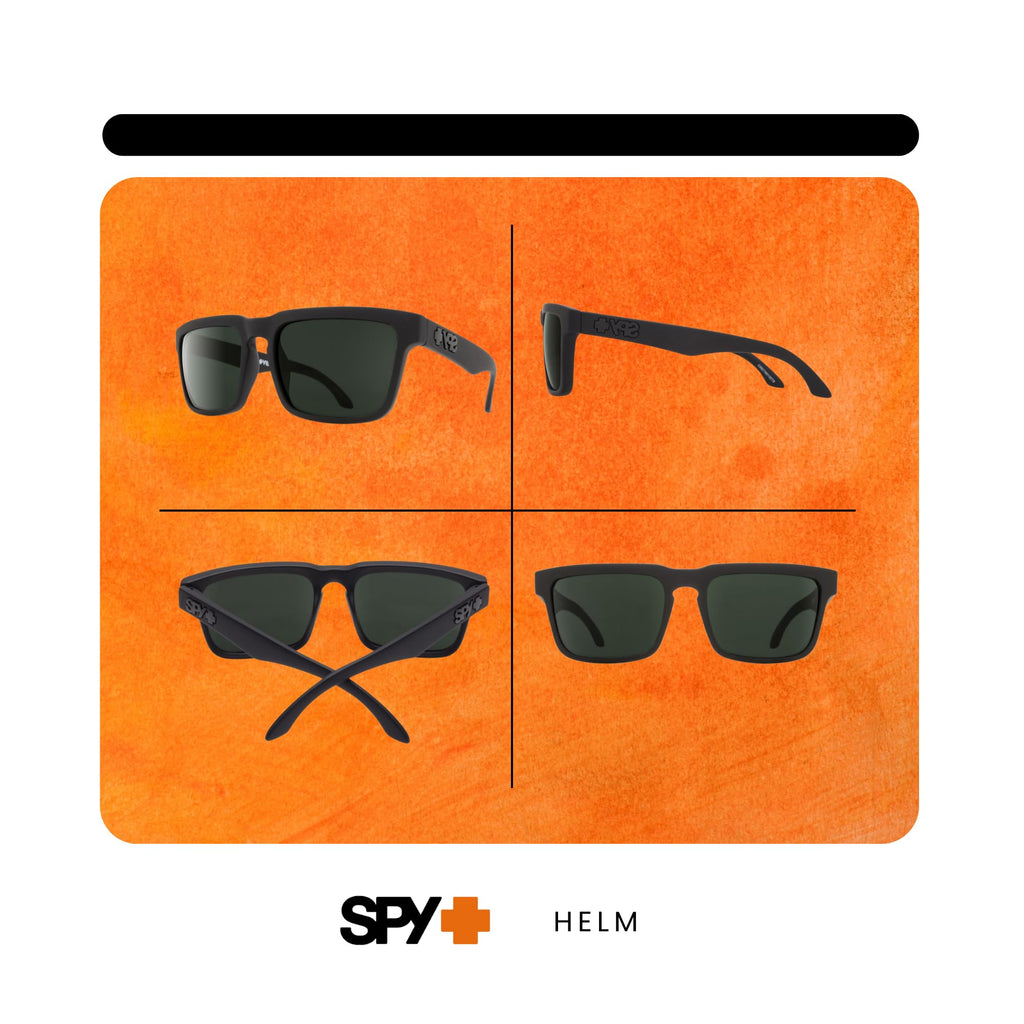 Spy Helm 673015973863 57MM Soft Matte Black/Happy Gray Green Square Sunglasses for Women +Bundle with Accessory Eyewear Kit