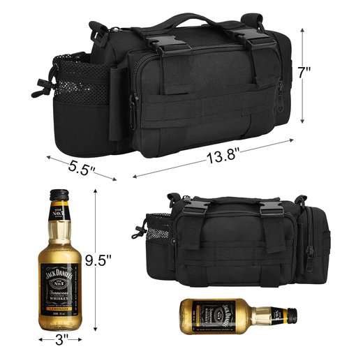 BraveHawk OUTDOORS Bike Handlebar Bag, 900D Nylon Oxford Multi-Purpose Tactical Waist Bag Heavy-Duty Water Resistant MOLLE Outdoor Bicycle Pack for Cycling Hiking (Large)